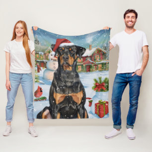 Doberman Winter Wonderland Christmas Joy  Fleece Blanket