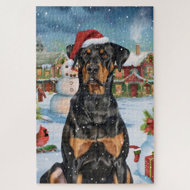 Doberman Winter Wonderland Christmas Joy  Jigsaw Puzzle (Vertical)