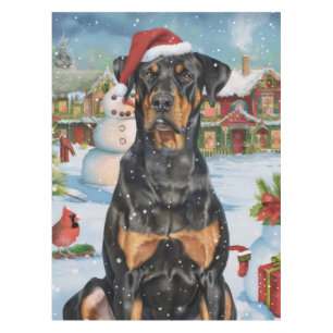 Doberman Winter Wonderland Christmas Joy  Tablecloth