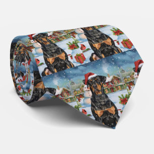 Doberman Winter Wonderland Christmas Joy  Tie