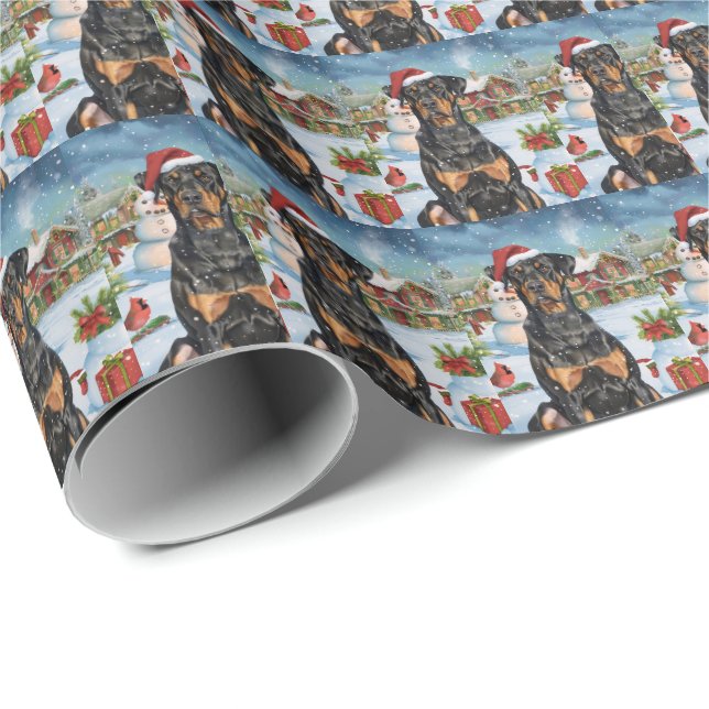 Doberman Winter Wonderland Christmas Joy  Wrapping Paper (Roll Corner)