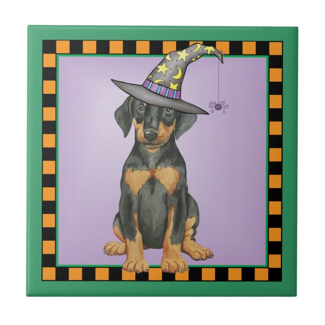 Doberman Witch Tile (Front)