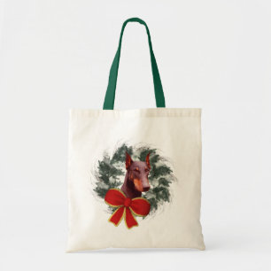Doberman Wreath Christmas Holiday Tote Bag