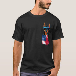Dobermann Dog American Flag Patriotic 4th July Pup T-Shirt