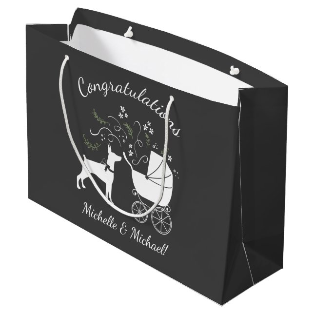Dobermann Dog Baby Shower Puppy Dobie Pinscher Large Gift Bag (Back Angled)