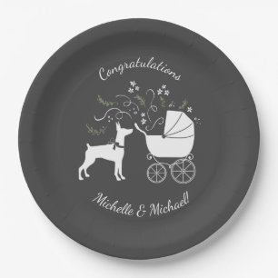 Dobermann Dog Baby Shower Puppy Dobie Pinscher Paper Plate