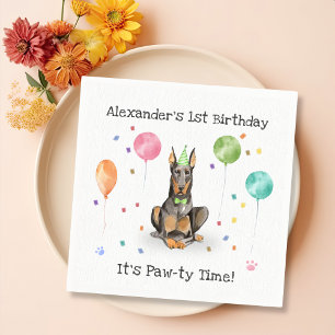Dobermann Dog Birthday Party Napkin