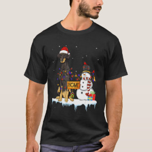 Dobermann Dog Christmas Snowman Xmas Lights Pajama T-Shirt