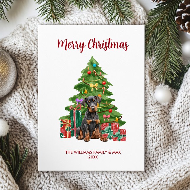 Dobermann Dog Family Christmas Holiday Card (Creator Uploaded)