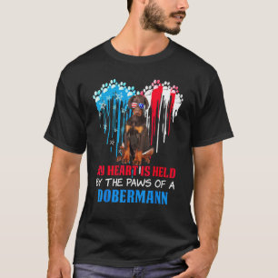 Dobermann Dog Heart 4th of July Dog USA Flag Men T-Shirt