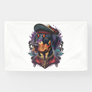 Dobermann Dog Pirate Banner