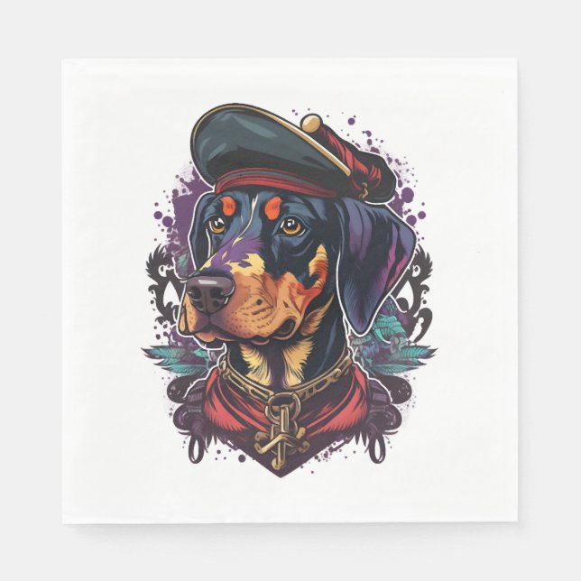 Dobermann Dog Pirate Napkin (Front)
