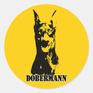 Dobermann head classic round sticker