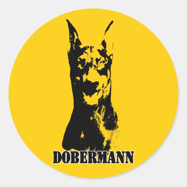 Dobermann head classic round sticker (Front)