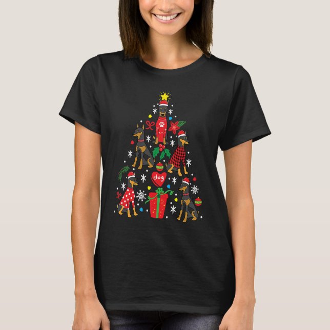 Dobermann K9 Unit Christmas  Dog T-Shirt (Front)