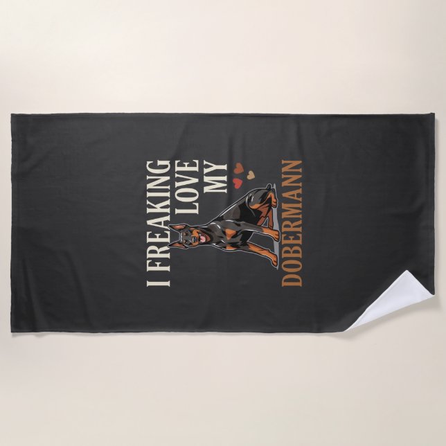 Dobermann Love Dog Lover Beach Towel (Front)