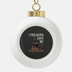 Dobermann Love Dog Lover Ceramic Ball Christmas Ornament