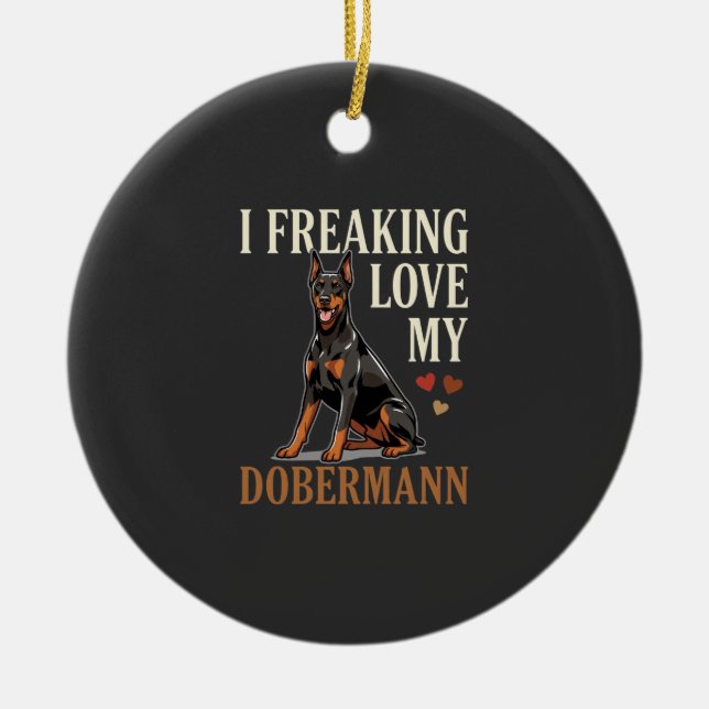 Dobermann Love Dog Lover Ceramic Tree Decoration (Front)