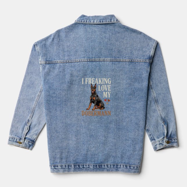 Dobermann Love Dog Lover Denim Jacket (Back)
