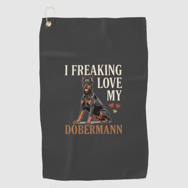 Dobermann Love Dog Lover Golf Towel (Front)