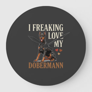 Dobermann Love Dog Lover Large Clock