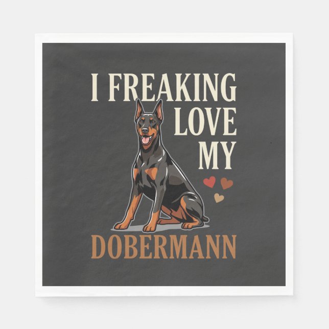Dobermann Love Dog Lover Napkin (Front)