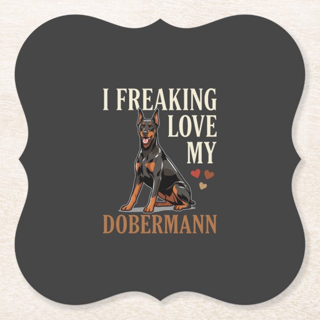 Dobermann Love Dog Lover Paper Coaster (Front)
