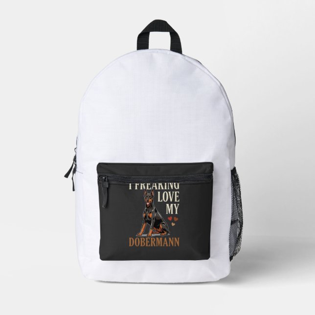 Dobermann Love Dog Lover Printed Backpack (Front)