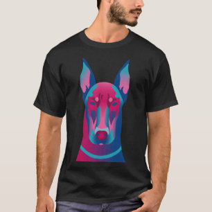 Dobermann Pink Amp Blue Illustration T-Shirt