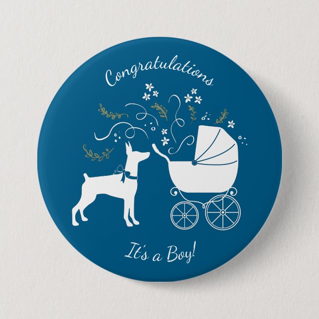Dobermann Pinscher Baby Shower 7.5 Cm Round Badge (Front)