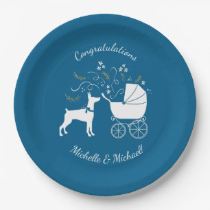Dobermann Pinscher Baby Shower Paper Plate
