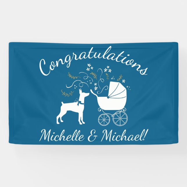 Dobermann Pinscher Baby Shower Puppy Dog Dobie  Banner (Horizontal)