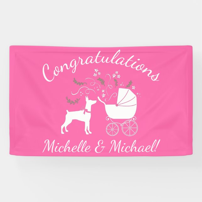 Dobermann Pinscher Dog Baby Shower Puppy Dobie  Banner (Horizontal)