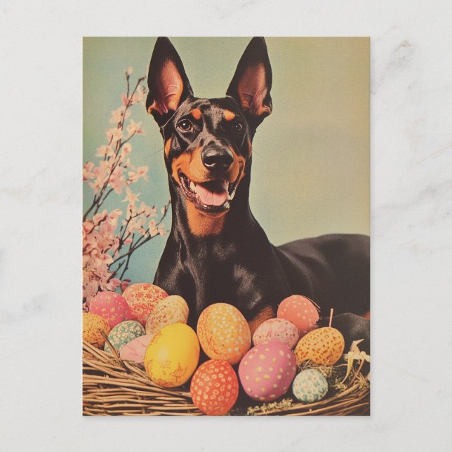Dobermann Vintage Easter Postcard (Front)