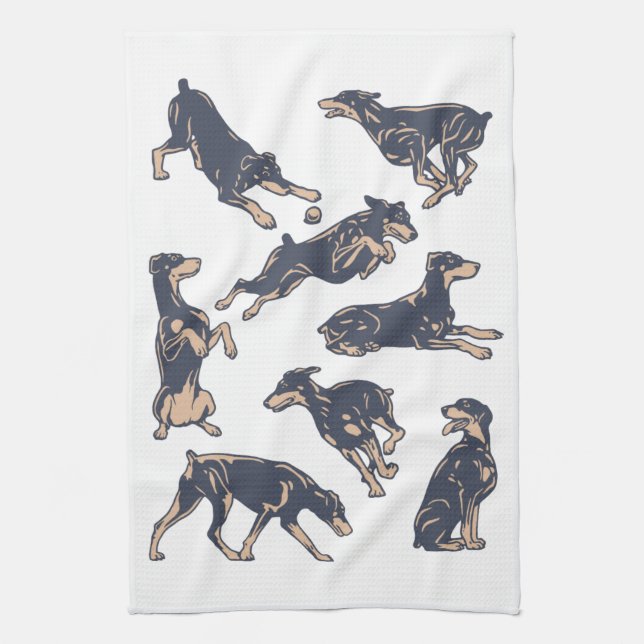 Dobes Doing Dobe Stuff Tea Towel (Vertical)