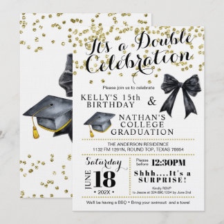 Doble Celebration Birthday & Graduation Invitation