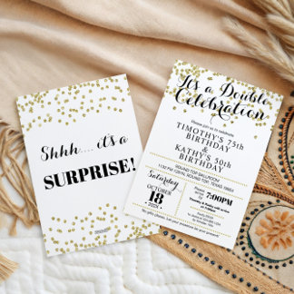 Doble Celebration Confetti Faux Gold Invitation