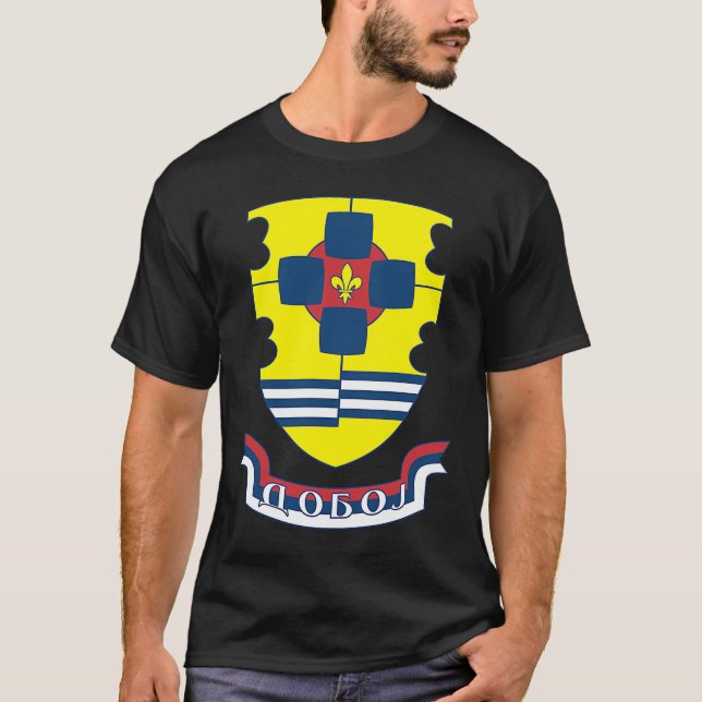 Doboj Grb Republika Srpska RS Srpska Zastava Trobo T-Shirt (Front)