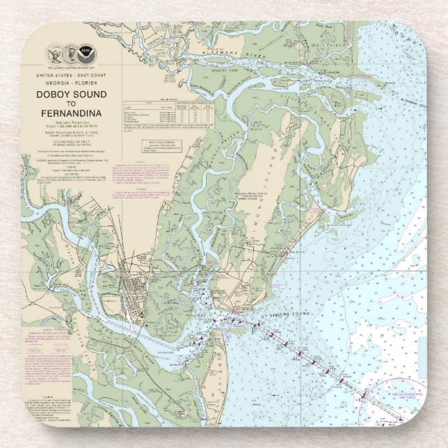 Doboy Sound to Fernandina Nautical Chart 11502 Coaster (Front)