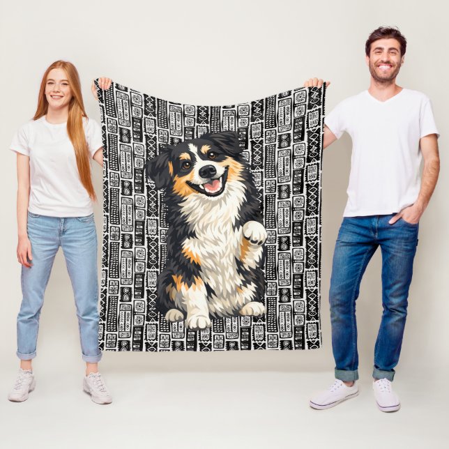 DOBRO Aussie Australian Shepherd Fleece Blanket (In Situ)