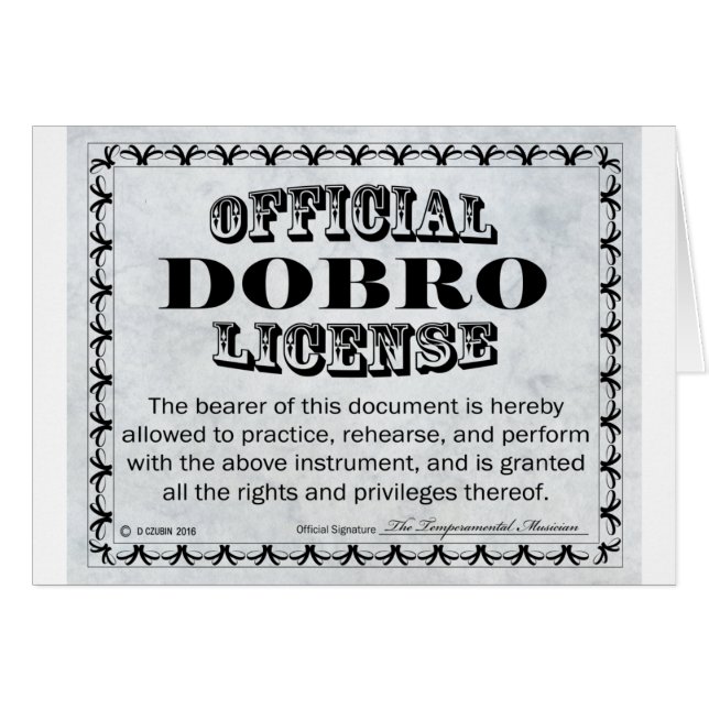 Dobro License (Front Horizontal)