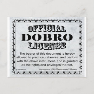 Dobro License Postcard