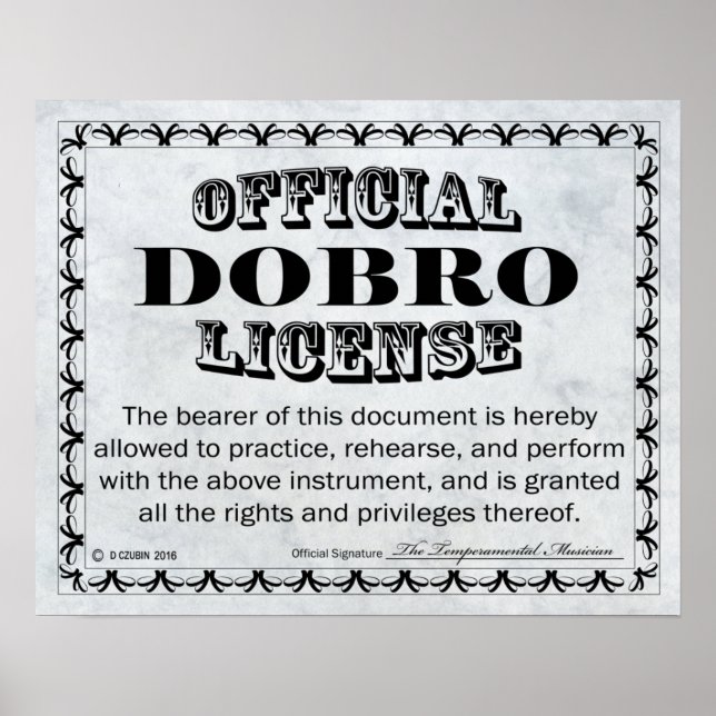 Dobro License Poster (Front)