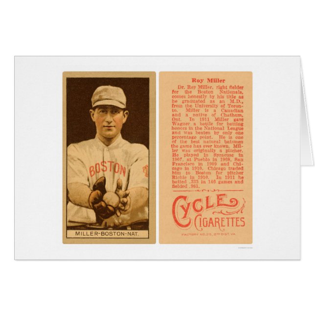 Doc Miller Boston Braves Baseball 1912 (Front Horizontal)