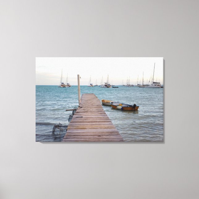 Dock and lobster pots canvas print (Front)