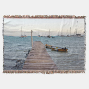 Dock and lobster pots throw blanket