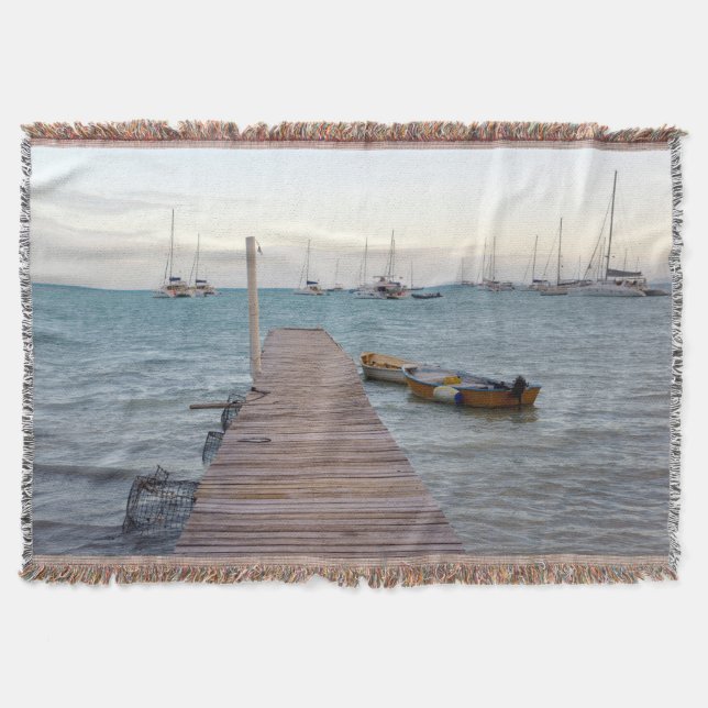 Dock and lobster pots throw blanket (Front)