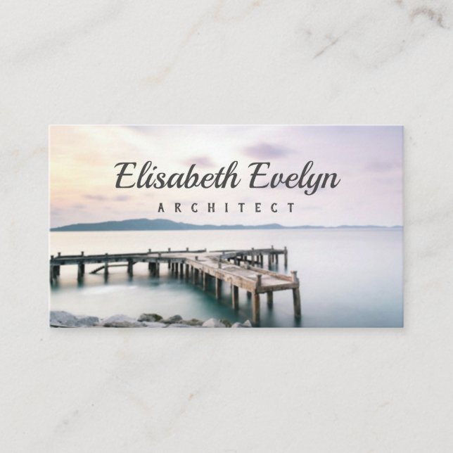 Dock and pier at sea in twilight long exposure business card (Front)