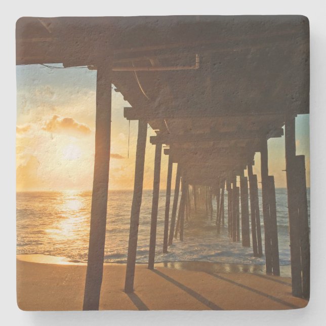 Dock At Sunrise Stone Coaster (Front)