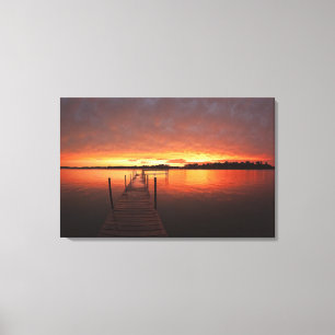 Dock at sunset on Lake Minnetonka,MN. Canvas Print